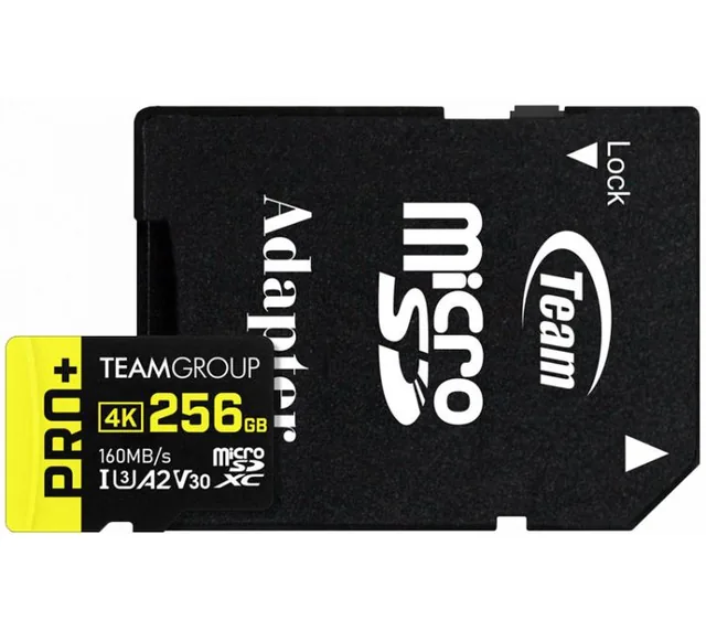 Memoria Micro SDXC Team PRO UHS-I 256GB 160MB/s A2 V30 Clase 10 con Adaptador