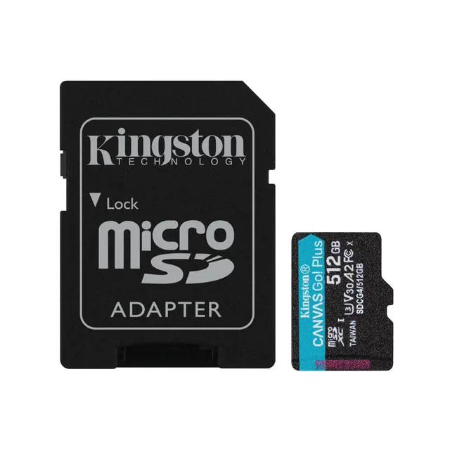 Micro SD Kingston 512GB c/Adap Canvas GO! Plus Gen4 4K Camara-Drones