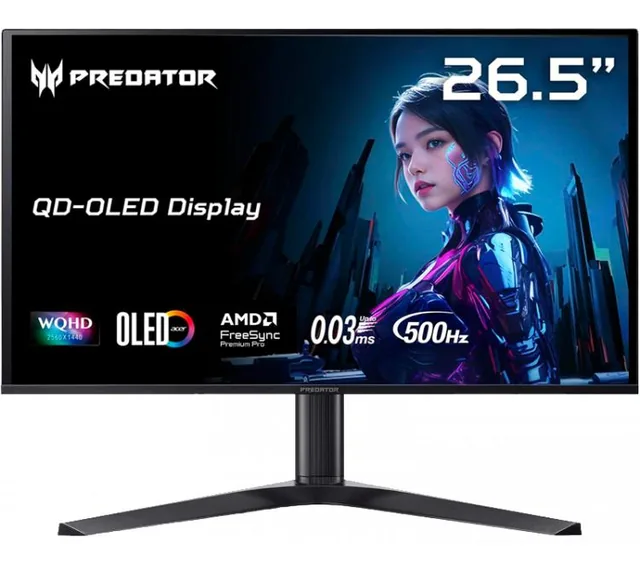 Monitor Gamer Acer Predator X27U F5 26.5" QHD 1440p QD-OLED 500Hz 0.03ms DisplayHDR True Black 500 FreeSync Premium Pro G-SYNC