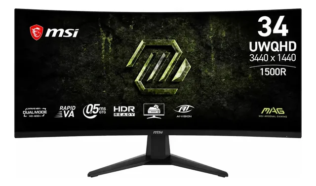 Monitor Gamer Msi MAG 346CQDF E20 UWQHD VA Dual Mode 200hz / HD 400hz 0.5ms