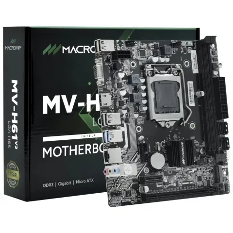Motherboard Intel Macrovip Mv-h61v2 Ddr3 1155 Hdmi Vga Gigabit Soporta 2da Y 3ra Gen