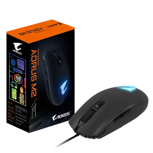 Mouse Gamer GIGABYTE AORUS M2 6200 DPI 8 Botones RGB Ligero Ambidiestro
