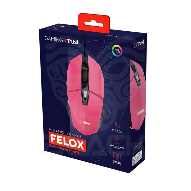 Mouse Gamer Trust Felox Pink Gxt109p