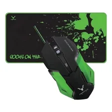 Mouse Gamer Usb Wesdar 2400 Dpi Pc Led De 6 Botones + Pad Color Negro