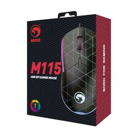 Mouse Marvo M115 Opt 4000 Dpi Ambidiestro Led 7 Colors