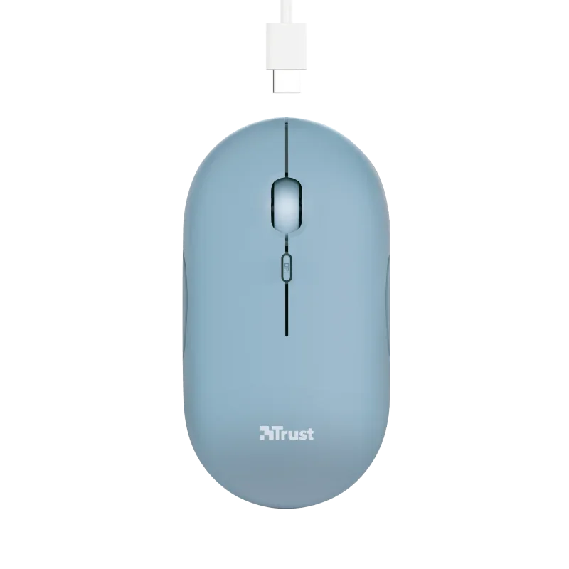Mouse Trust Puck Bluetooth Recargable Azul