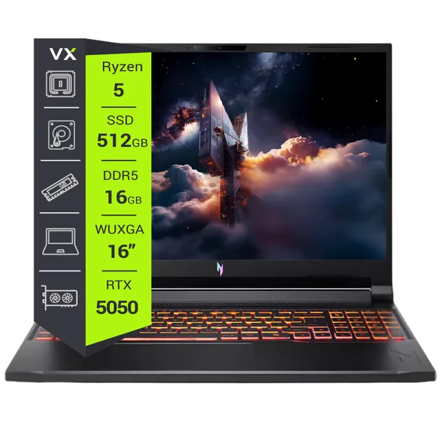 Notebook Acer Nitro V 16 Ryzen 5 240 16GB 512GB GeForce RTX 5050 16" W11