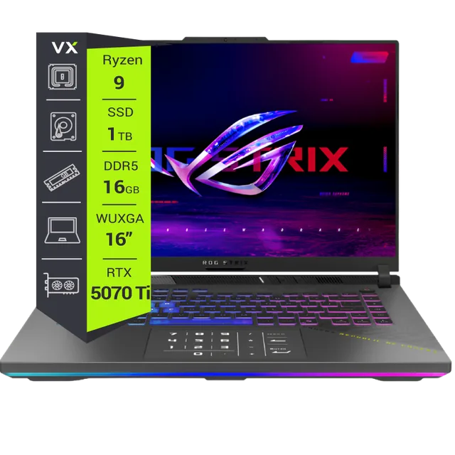 Notebook ASUS ROG Strix G16 Ryzen 9 8940HX 16GB 1TB GeForce RTX 5070 Ti 16" Eclipse Gray