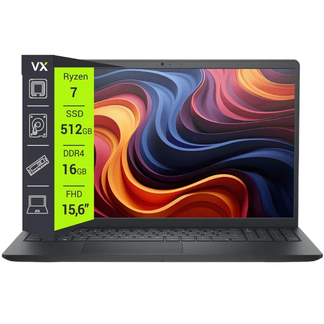 Notebook Dell Inspiron 15 15.6" Touch AMD Ryzen 7 7730U 16GB SSD 512GB Win11 Black