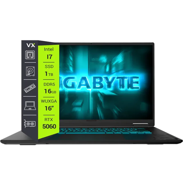 NOTEBOOK GIGABYTE GAMING A16 I7 13620H RTX 5060 165HZ DDR5 16GB M2 1TB WIN11 HOME