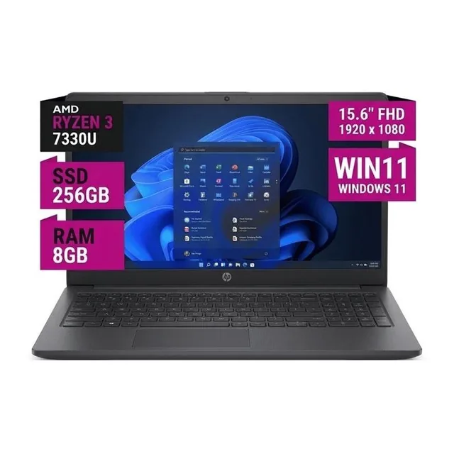Notebook HP 255 G10 15.6" AMD Ryzen 3 7330U 8GB Ram DDR4 256GB SSD Win11