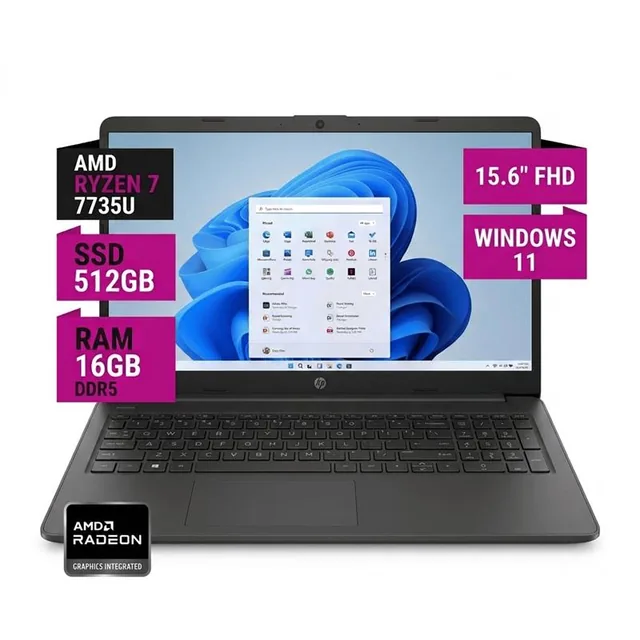 Notebook HP 255R G10 15.6" AMD Ryzen 7 7735U 16GB Ram DDR5 512GB SSD WIN11