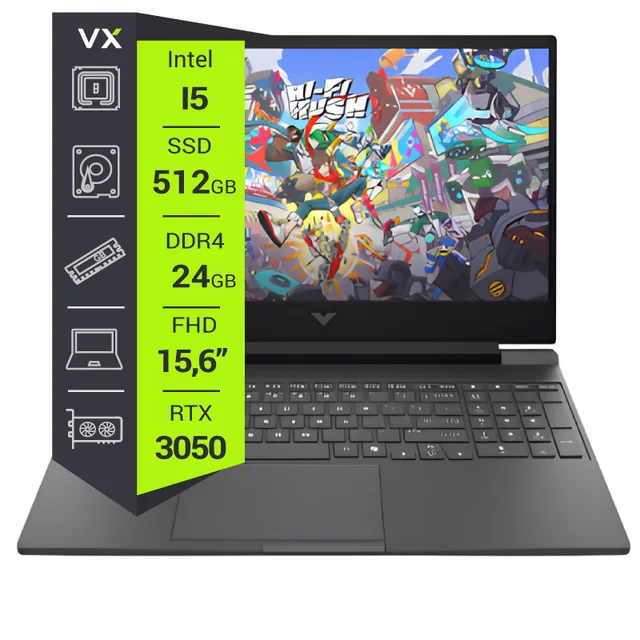 Notebook HP Victus 15-FA2013DX Core i5 13420H 24GB 512GB GeForce RTX 3050 15.6" W11