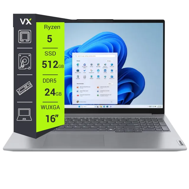 Notebook Lenovo Thinkbook 16 G7 Ryzen 5 7535HS 24GB 512GB 16" Arctic Grey