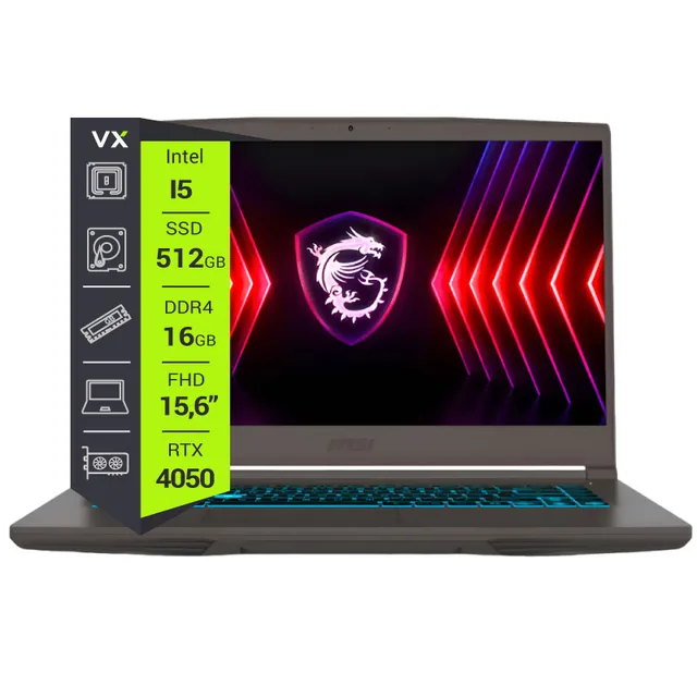 NOTEBOOK MSI THIN 15 B13VE INTEL I5-13420H 15.6" 16GB DDR4 (2 X8GB) 512GB NVME, RTX 4050 W11 HOME