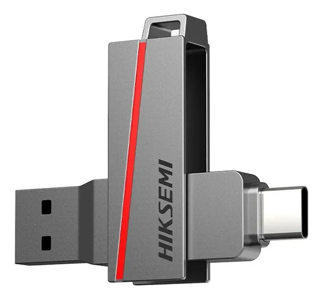 Pendrive 64gb Dual Slim Usb 3.2 Tipo C Hiksemi Gris Oscuro