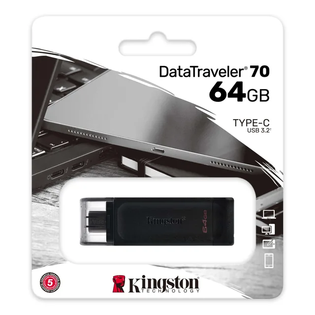 Pendrive Kingston 64GB DT70 USB-C Gen 1 Negro 3.2