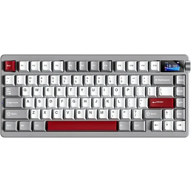 Perifericos Teclado Inalambrico Aula Nova 75 Red+ Gray + White Switch Caramel Latte Gamer Mecanico BT