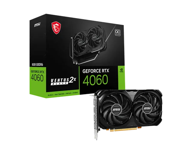 Placa De Video Msi Geforce Rtx™ 4060 Ventus 2x Black 8gb Oc