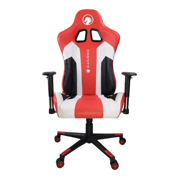 SILLA GAMER BLACK HORSE WHITE RED BLACK