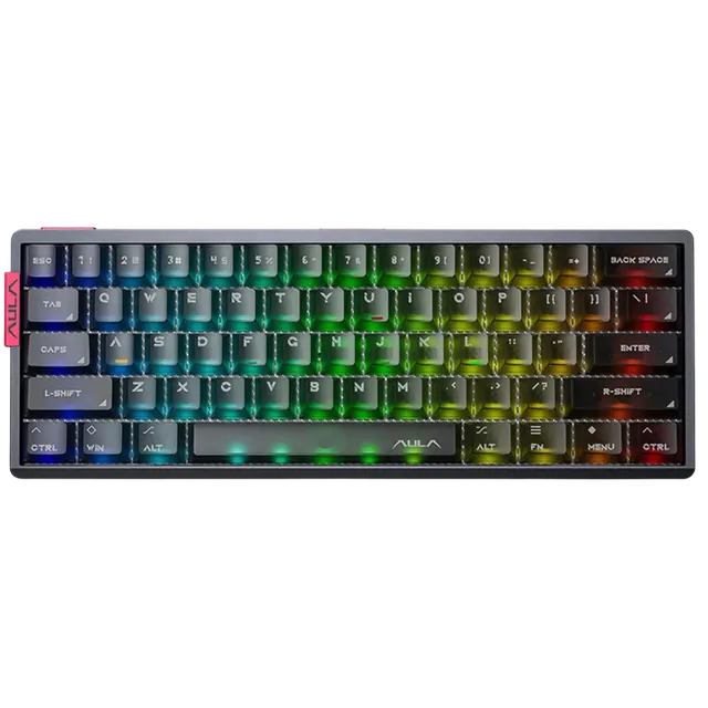 Teclado Aula Ag60 Pro Metallic Gray Case +black Frosted Keycaps Sw Aether InglÉs Magnetico 60% Usb 8khz 0.001mm