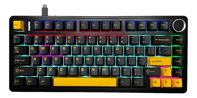 Teclado Aula F75 Wired Black Orange Blue Sw Pink Ingles Mecanico Cableado