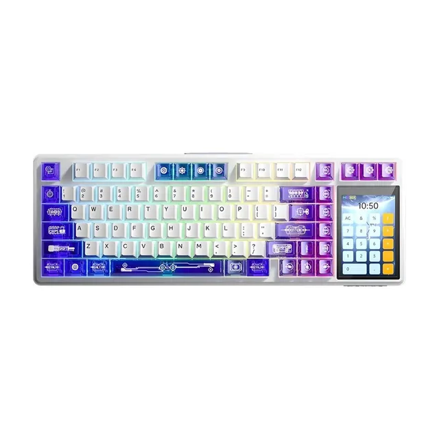 Teclado Aula L99 Semi Transparent Purple White 98% Rgb Sw Caramel Latte
