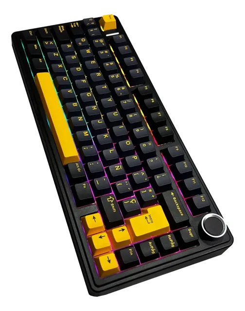 Teclado AULA Mecánico Inalámbrico F75 black+dark blue+orange