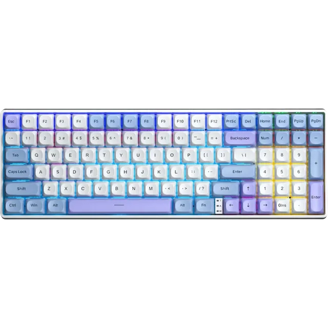 Teclado Aula S100 Pro White Blue Purple Sw Red Wireless 95% Rgb Rainbow Ingles