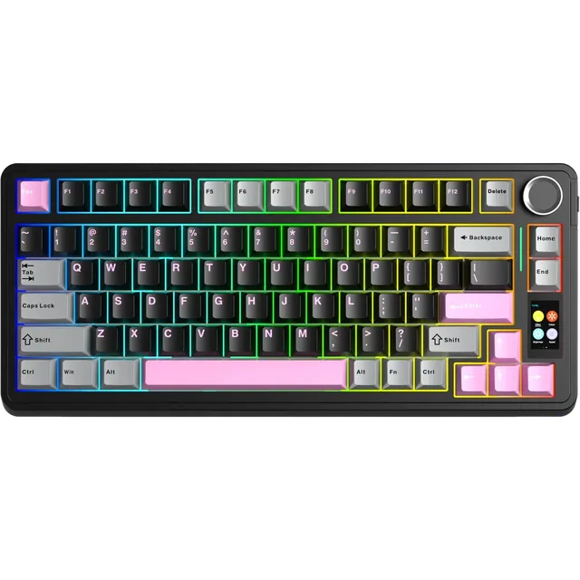 Teclado Aula S75 Pro Grey Black Pink Wireless 75% Rgb Sw Seiya Ingles