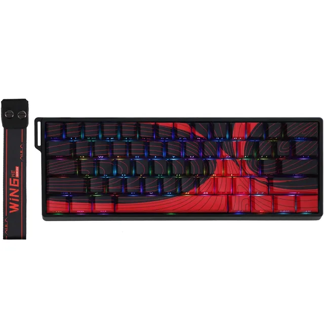 Teclado AULA WIN60HE MAX - Black/Red Wired