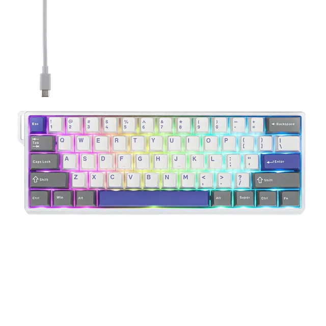 Teclado AULA WIN60HE MAX - White-Grey-Blue Wired