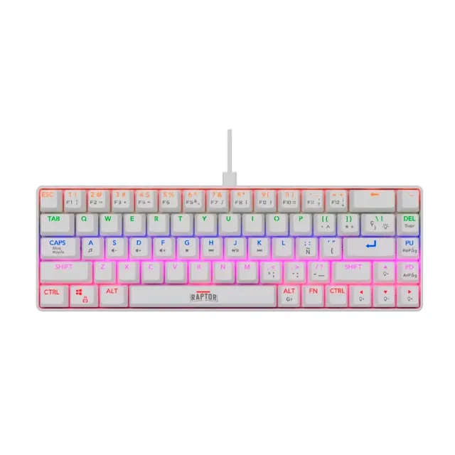 Teclado Gamer Mecánico Raptor Fireclaw M68 Retroiluminado Switch Red Outemu White