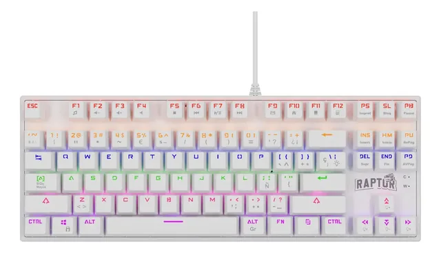 Teclado Gamer Mecanico Raptor Fireclaw M87 Tkl Outemu Red Blanco Español La