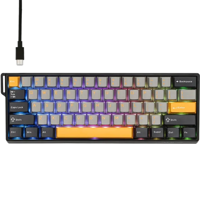 Teclado Magnético Aula WIN60HE MAX 60% 8000Hz RGB Switch Wing Chun Gris/Amarillo Inglés US