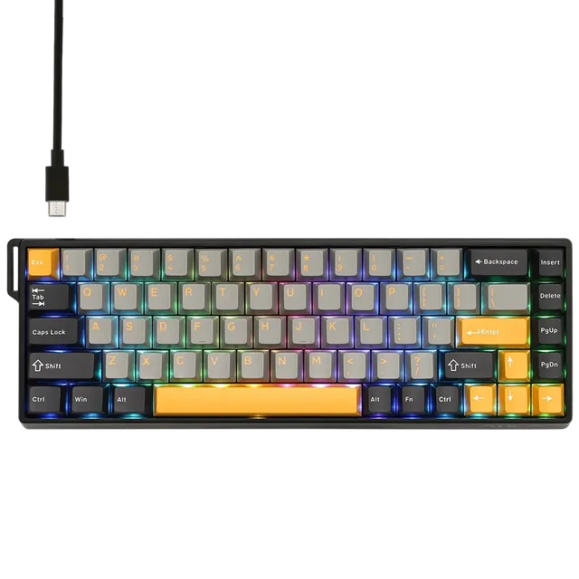 Teclado Magnético Aula WIN68HE MAX 65% 8000Hz RGB Switch Wing Chun Negro/Gris/Amarillo Inglés US