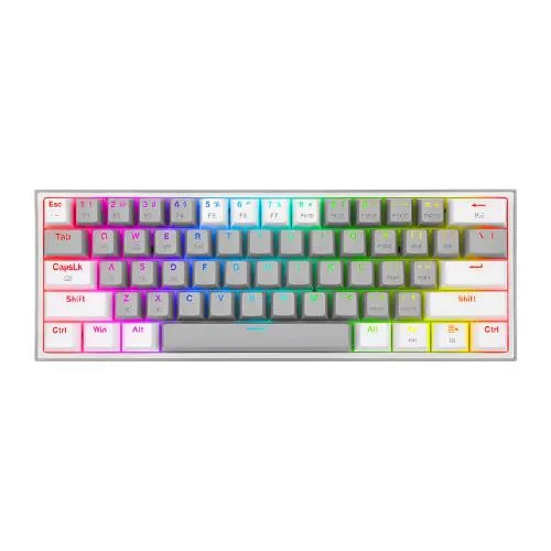 Teclado Mecanico 60% Redragon Fizz K617 Grey/White RGB Red Switches