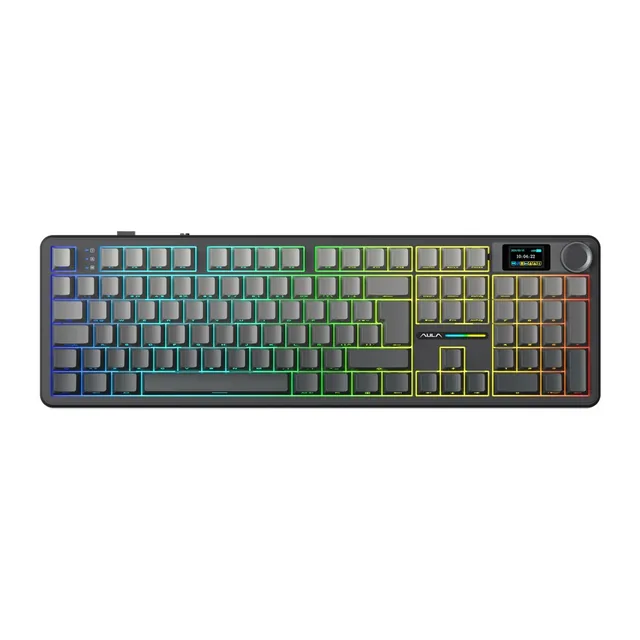 TECLADO MECANICO AULA F108 PRO LIGHT BLUE WHITE BLACK PURPLE WIRELESS FULL RGB SW REAPER ESPAÑOL