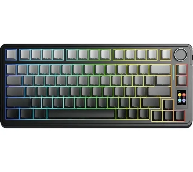 Teclado Mecanico Aula F75 Pro Wireless 2.4GHz Bluetooth 5.0 Pantalla Tif Degrade Black RGB 80hs Usb-c