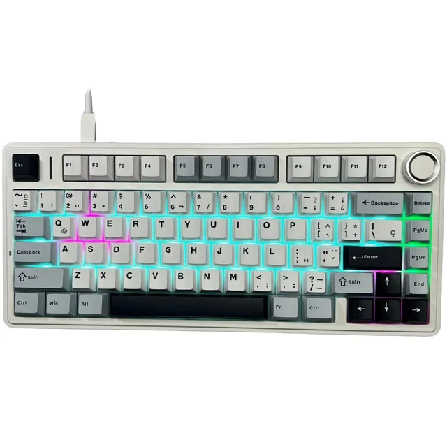 TECLADO MECANICO AULA F75 WIRED Blue White+Purple Switch Pink RAINBOW