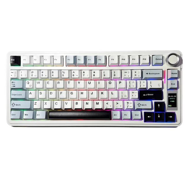 TECLADO MECANICO AULA S75 PRO LIGHT BLUE WHITE BLACK PURPLE WIR 75% RGB SW SEIYA INGLES