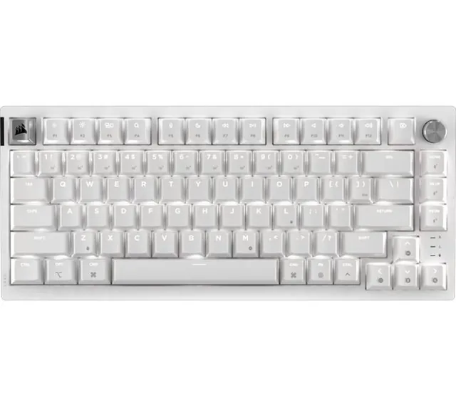 Teclado Mecanico Corsair K65 PLUS 75% Wireless 2.4Ghz Bluetooth 1ms Switch MLX Red Frost White RGB 266Hs