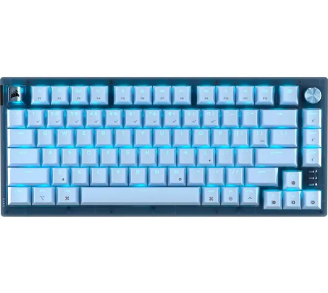 Teclado Mecanico Corsair K65 PLUS 75% Wireless 2.4Ghz Bluetooth 1ms Switch MLX Red Glacial Blue RGB 266Hs