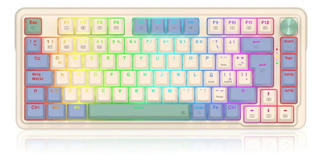 Teclado Mecanico Redragon 75% Ucal Pro K673-cpg Rgb Pro Pastel Español De Latinoamérica