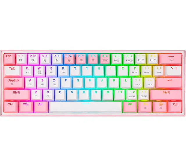 Teclado Mecanico Redragon Fizz Pro K616 Wireless RGB 60% White/Pink
