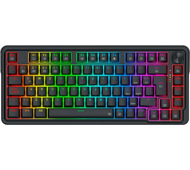 Teclado Mecanico Redragon K673 Ucal PRO Wireless 2.4Ghz Bluetooth 75% Switch Linear RED Black RGB ESP