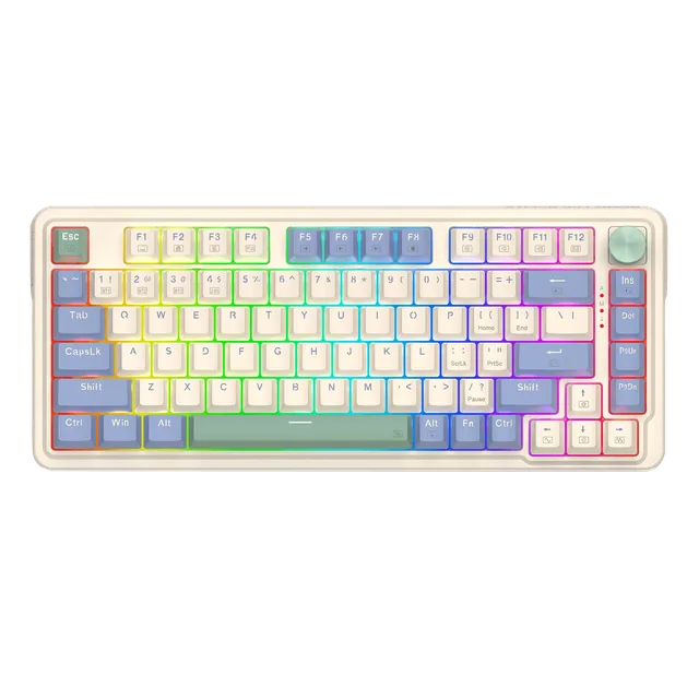 Teclado Mecanico Redragon K673 Ucal PRO Wireless 2.4Ghz Bluetooth 75% Switch Linear RED Cream/Purple/Green RGB