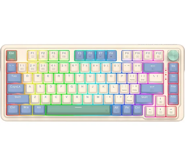 Teclado Mecanico Redragon K673 Ucal PRO Wireless Bluetooth 75% Switch Linear RED Cream/Purple/Green RGB ESP