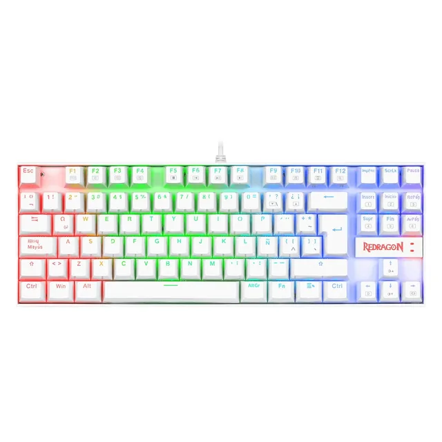 Teclado Mecanico Redragon Kumara K552 Rainbow White Outemu RED ESP