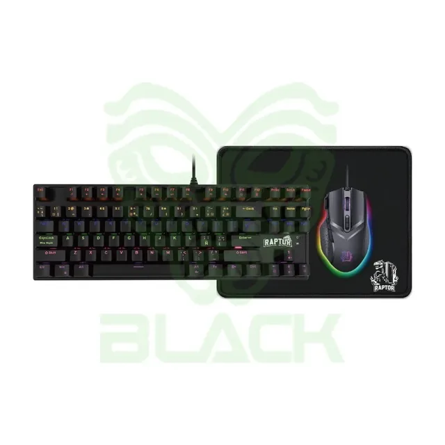 Teclado Raptor Combo Raptor Mecánico 87 Teclas + Mouse RGB 7200dpi + Mousepad S